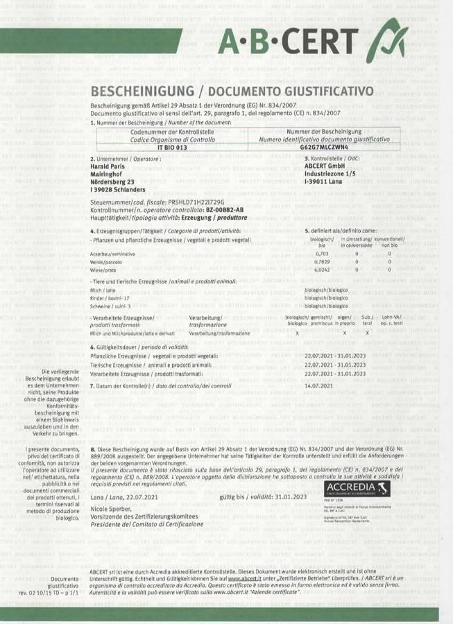 Bio-Bauernhof Mairinghof-Paris Villa Schlanders Exteriör bild